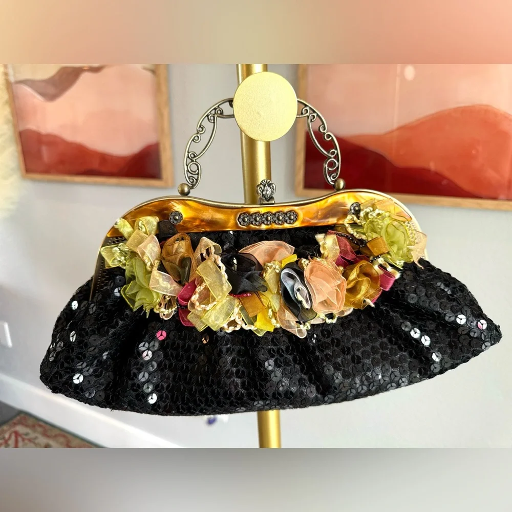 Vintage Sequined Floral Handbag
